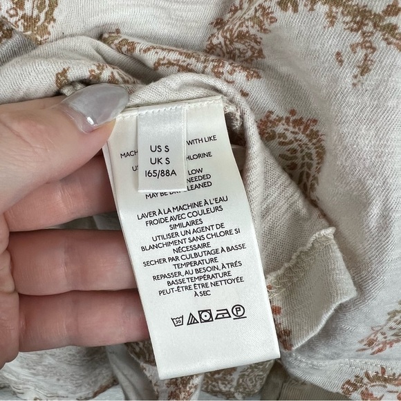 Free People True Perfection High/Low Cotton Blouse in Almond Milk Size Small - Picture 5 of 8